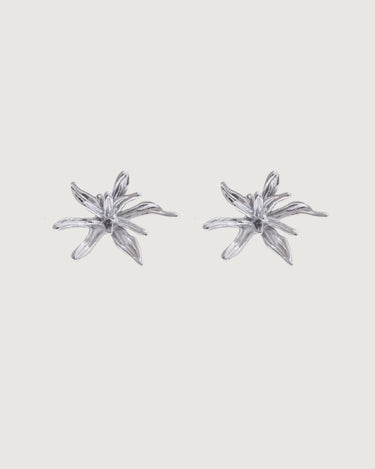 Flower Burst Earrings – Platinum Silver